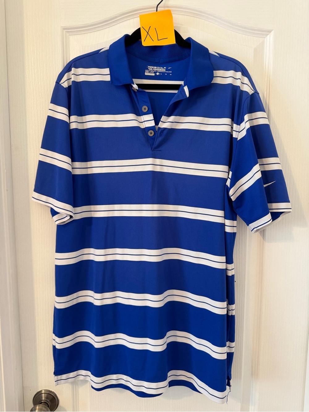 Nike Blue and White Striped Polo Shirt - Men's